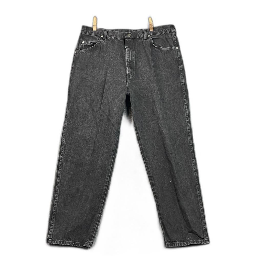 Wrangler Jeans Mens 40x30 Black Denim Cotton Cowboy Zip Fly Rodeo Streetwear